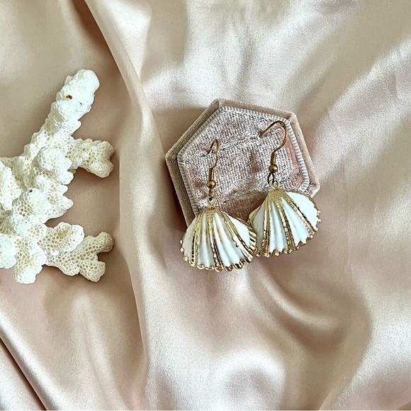 Sea Shell Gold Plated Hook Earrings - Picture 1 of 7